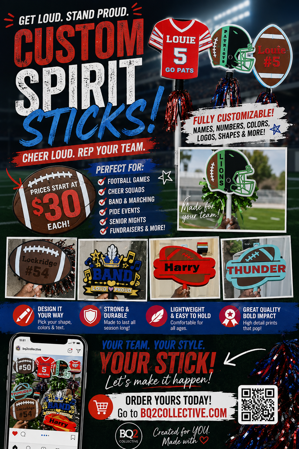 Custom Spirit Stick – Personalized Team Sign