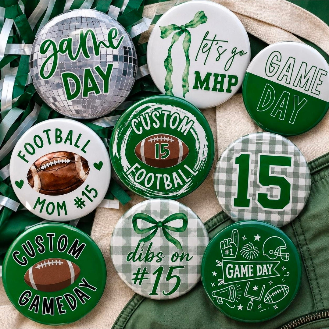 Custom Game Day & Greek Life Buttons