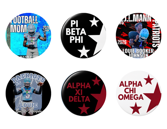 Custom Game Day & Greek Life Buttons