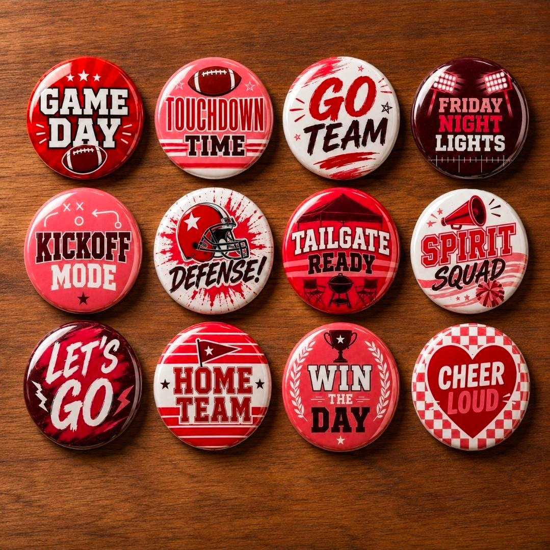 Custom Game Day & Greek Life Buttons